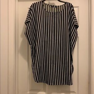 Black and Cream Vertical Striped Top
